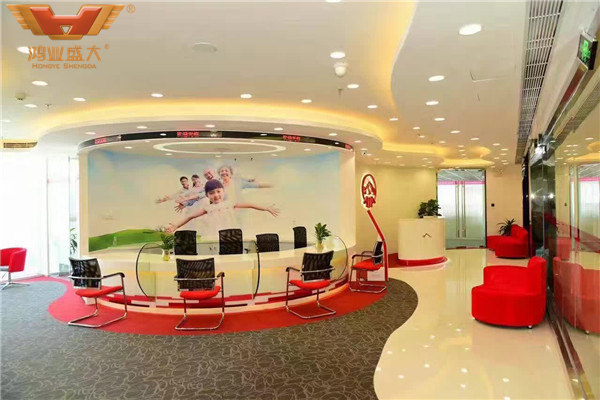 友邦保险金融办公欧宝手机平台配套解决方案前台办公桌和接待沙发款式